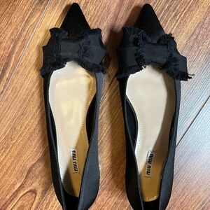 Miu Miu Black Bow Flats Size 6.5
